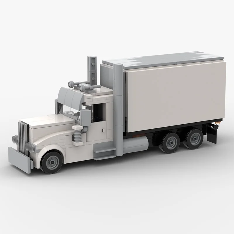City Car Model MOC Building Bricks White Axle Straight Box Truck Modular Technology Children Holiday Gifts Assemble Toys Suit