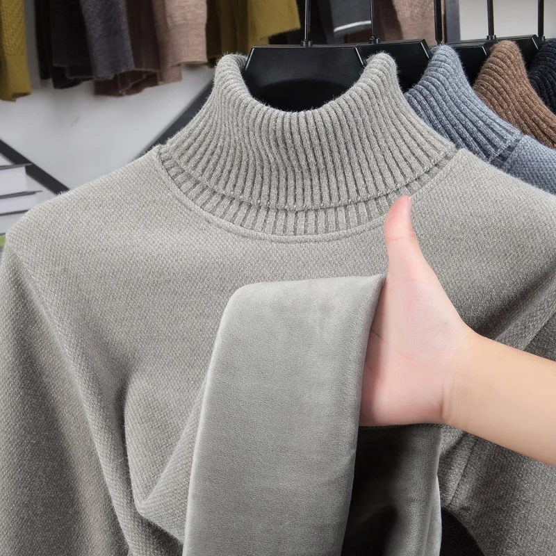 Hochwertiger Herren-Pullover der Marke Paul Pony mit klassischer Stickerei, dickem Samt, Winter-Neuheit, warm, mit hohem Kragen, modisch, lässig, gestrickt – Detail 12