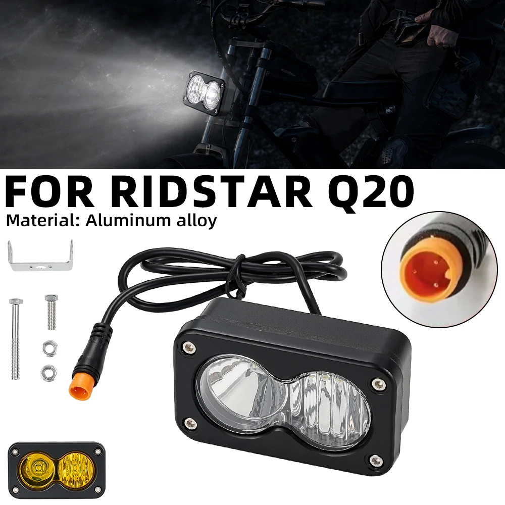For Ridstar Q20 3Inch LED Spotlight Headlight Waterproof Plug N Play White Yellow Lights Electric Dirt Bike E-bikes Accessories