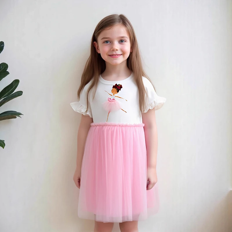 Little Maven Baby Mädchen Partykleid Sommer Cartoon Ballett Kleine Mädchen Prinzessin Mesh Kleider für Kinder Kostüme