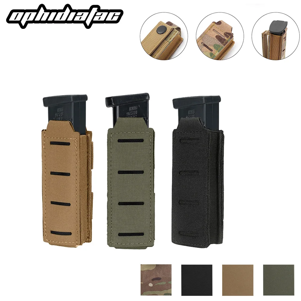 OPHIDIAN 9mm Magazine Pouch Laser Cut Molle for Glock 17 M9 Single Magazine Pouch Flashlight Pouch Knife Pouch Hunting Gear