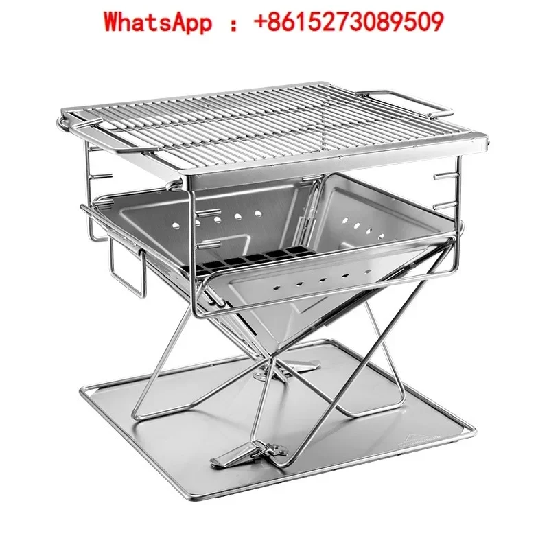 and lightweight barbecue stove, fire burning table, outdoor camping and picnic barbecue rack, firewood and charcoal stove