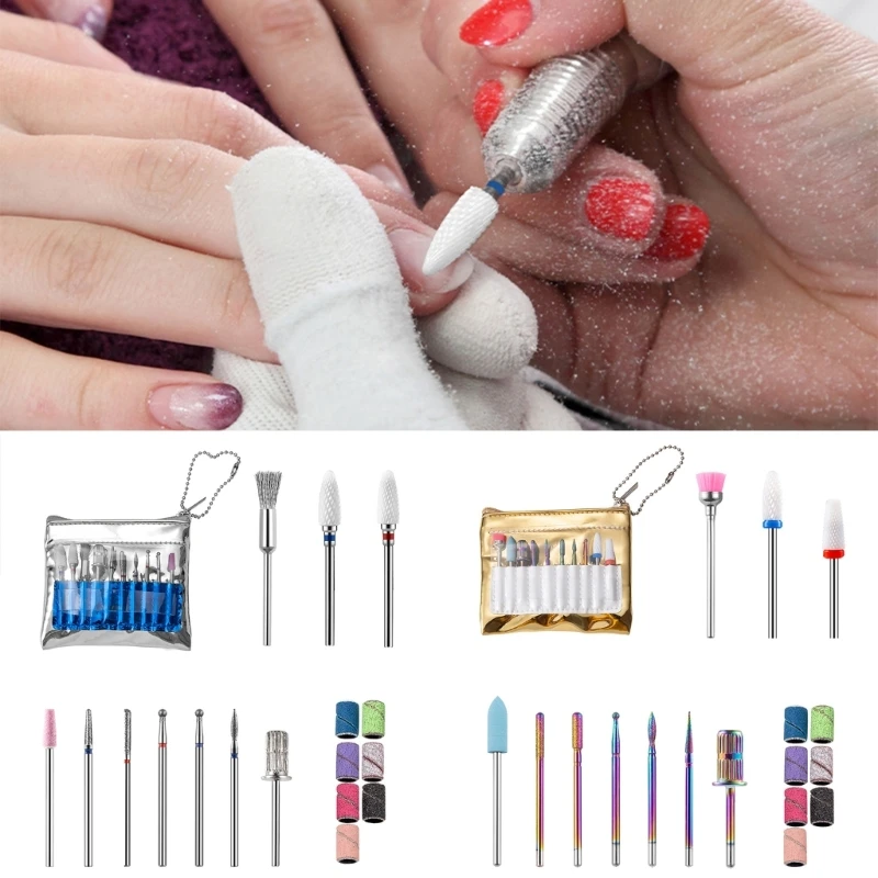 Set punte per trapano per unghie da 10 pezzi Set punte per rimozione carburo per unghie elettrica strumento per Manicure per salone o uso domestico