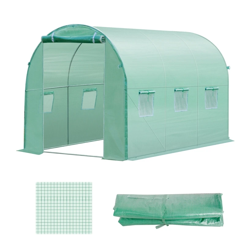 Film de serre en polyéthylène, couverture de remplacement 3x2x2m avec 6 fenêtres, pour tunnel de jardin, polytunnel, feuille de serre, bâche de protection des plantes