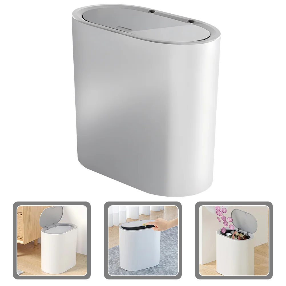 

Large Capacity 8L Trash Can Waste Bin with Lid for Kitchen Bathroom Bedroom Dorm Thickened PP Household Garbage Pail Wastebasket