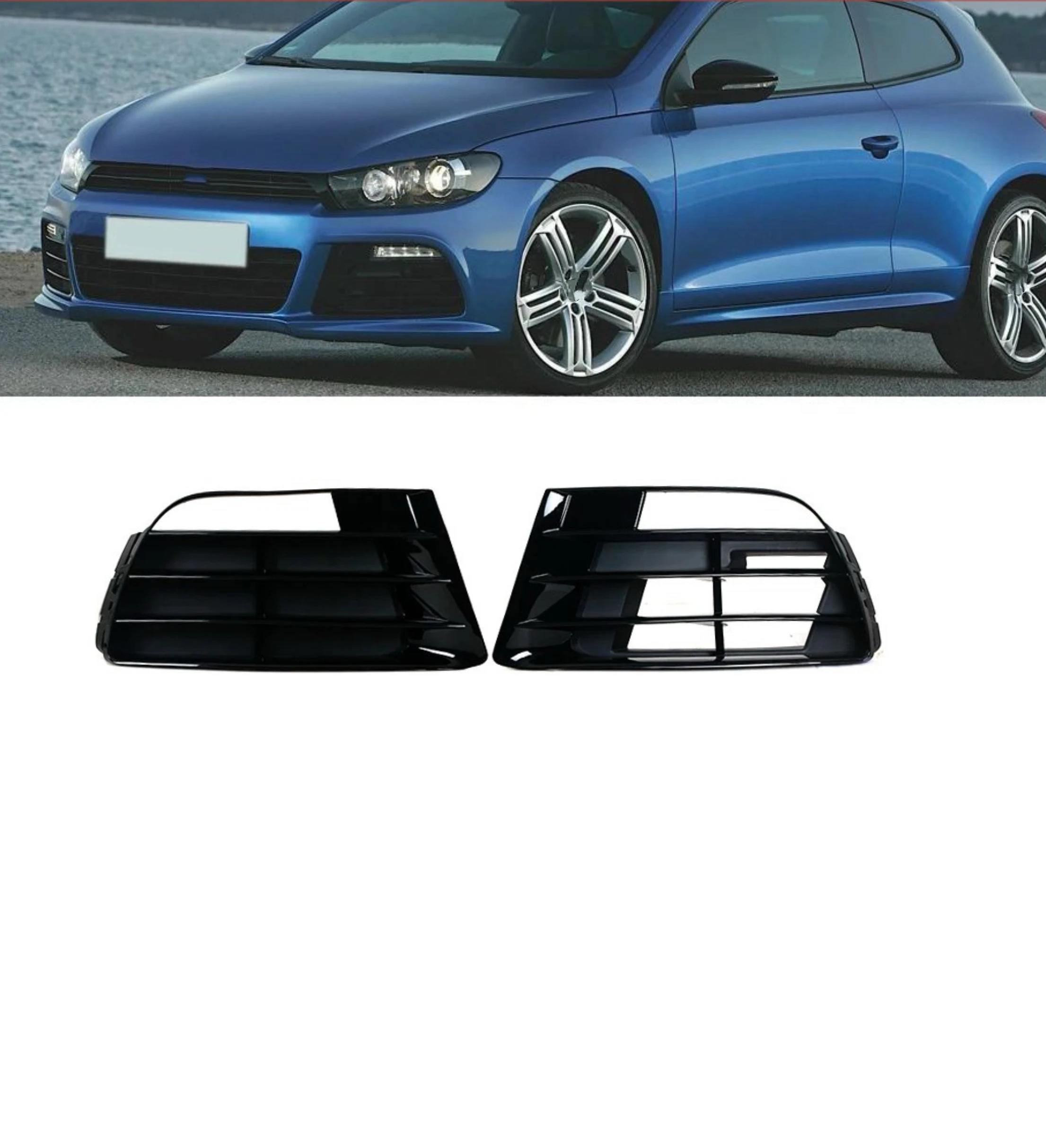 Car Front Bumper Fog Light Lamp Cover Grille For Volkswagen VW Scirocco R 2009 2010 2011 2012 2013 2014 Lower Grill