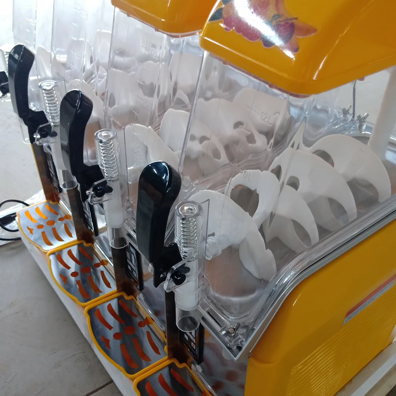 

1100W Three Tank Self-cleaning Commercial Slush Machine for hotel restaurant retail shop cold slush beverage production