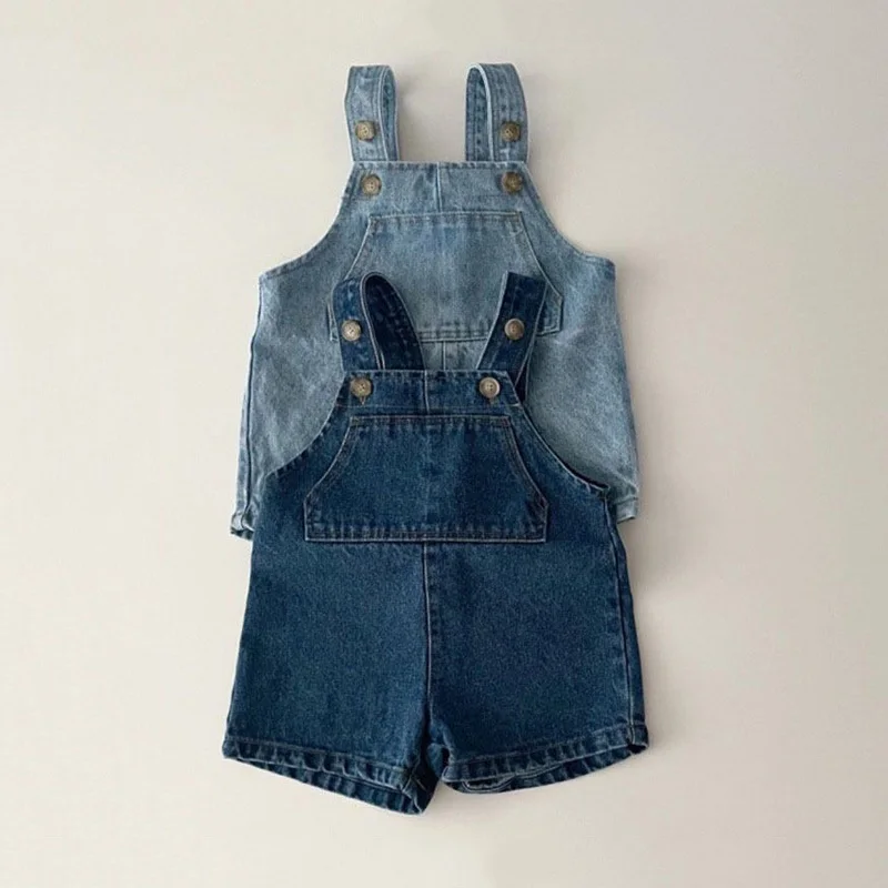 Spring Summer Baby Trousers Solid Boys Denim Overall Kids Casual Pants Infant Girls Jeans Toddler Kids Pants