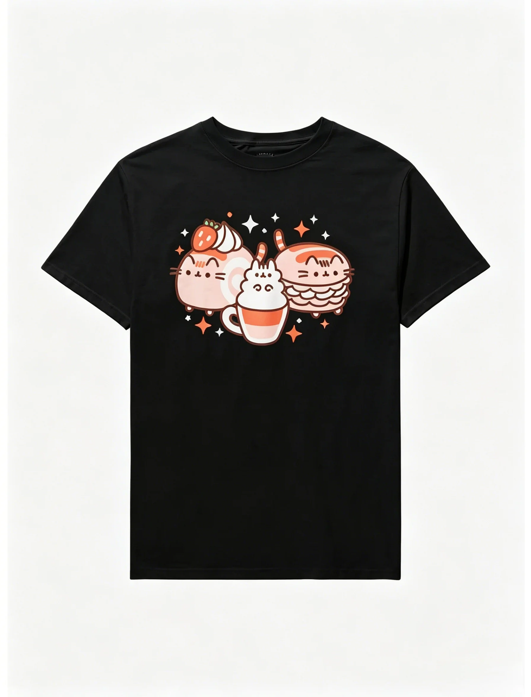 Pusheen Bakery Sweets Boyfriend Fit Girls T-Shirt 2026 Summer Sweet Couple Dress Girlfriend Gift Y2k Clothing Pure Cotton Shirt