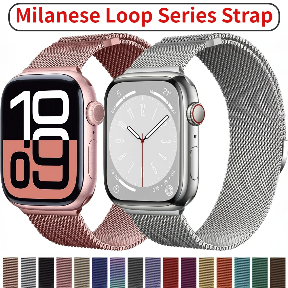 애플 워치 밴드용 밀라노 루프 스트랩, iWatch 시리즈 10, 9, 8, 7, 6, 5, SE 팔찌, 44mm, 40mm, 45mm, 46mm, 42mm, 38mm, 울트라 49mm, 41mm, 45mm