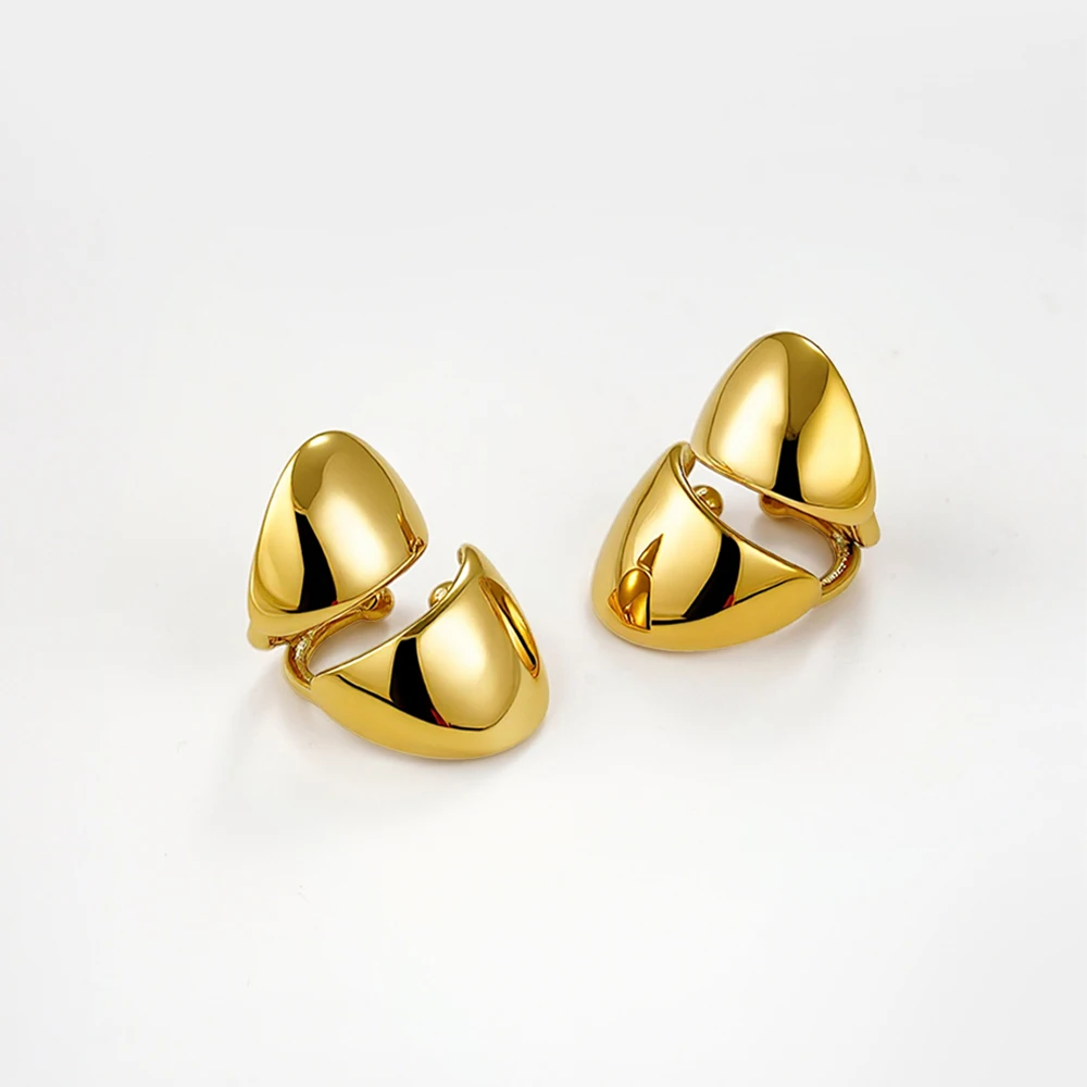 

ENFASHION Aretes De Mujer Irregular Grossy Ear Cuff Clip On Earrings For Women's Stainless steel 18K Plated Gold Fashion Jewelry