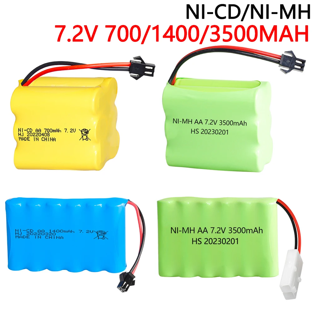 7.2 V 3500mah 1400mAh 700mAh batteria Ni-mh per telecomando elettrico barca giocattolo auto camion 7.2 V AA Ni-CD batteria SM/TAMIYA PLUG