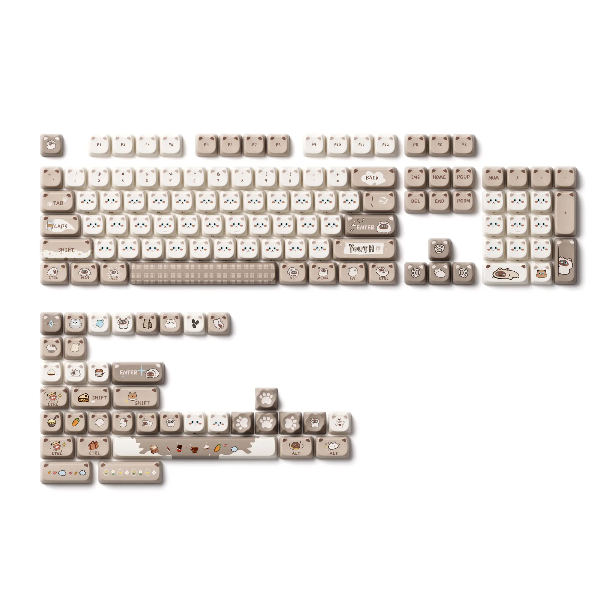 Akko Siamese Cat Tastenkappen-Set, 142 Tasten, MAO-Profil, PBT-Farbsublimations-Tastenkappen für mechanische Tastatur mit 61/68/75/87/98/108 Layout