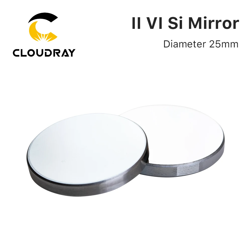 Cloudray-Original Si Dia Espelho, 500W, II-VI LPMS Revestimento para Gravação a Laser CO2, Máquina de corte, CO2, Refiectivity 25mm, 99,8%, 10.6um