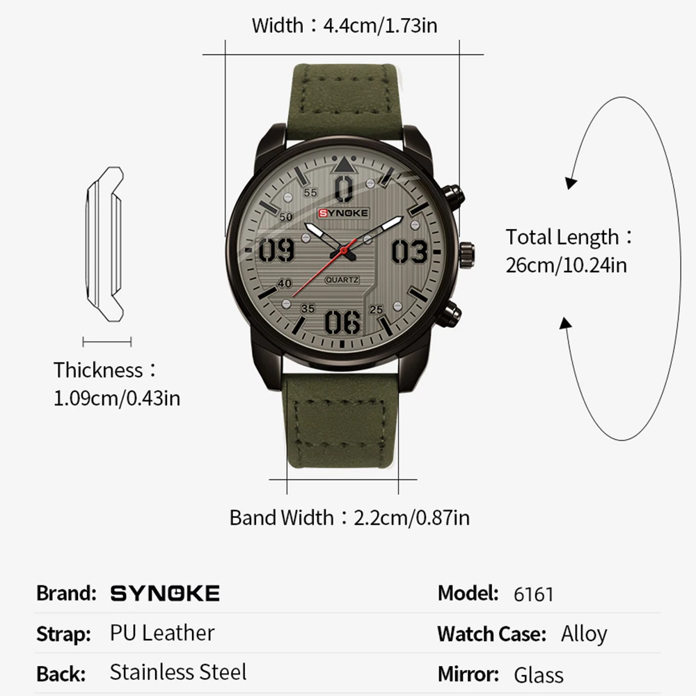 SYNOKE Mens Fashion Watch - Premium Business Style, Japanese Quartz Movement, Waterproof Design for All Occasions