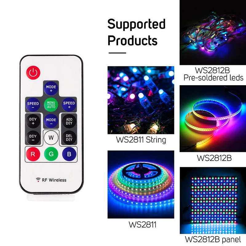 1pc DC 5-24V Mini 14 Key RF Remote Controller for WS2811 WS2812B Dream Color LED Strip Light