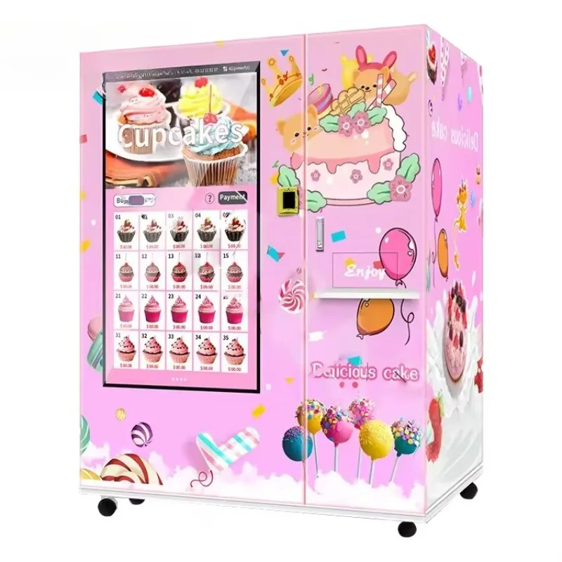 Custom Fresh Fruit Cake Sandwich Salad Sushi Vending Machine 21.5 Inch Touch Screen Cooling System Keep Fresh Self ServiceVendor