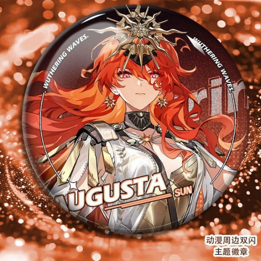 Game Wuthering Waves Cartoon Round Brooch Chisa Phrolova QIUYUAN Augusta Cosplay Costume Badge Backpack Jewelry Decoration Gift