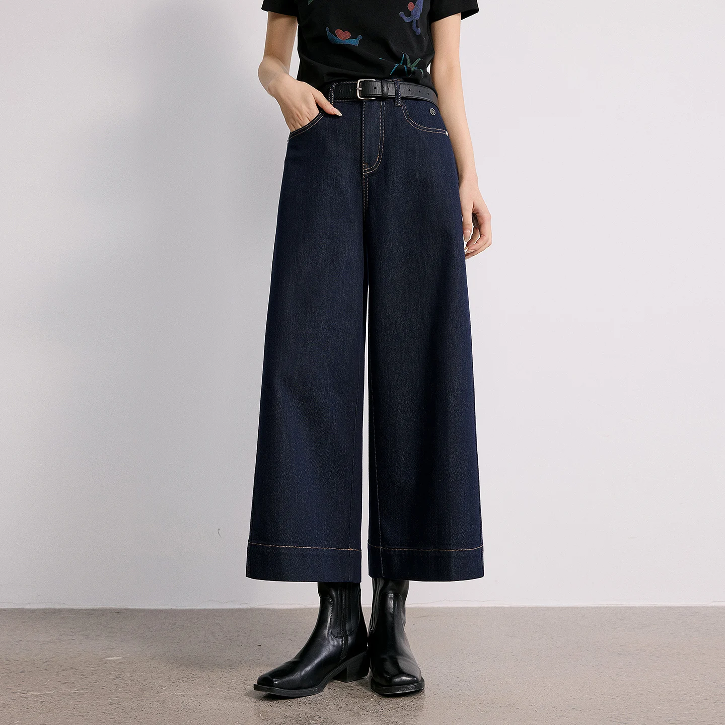 TOYOUTH Women Denim Jeans 2026 Spring New Design High Waist CurvedWide Leg Ankle Pants