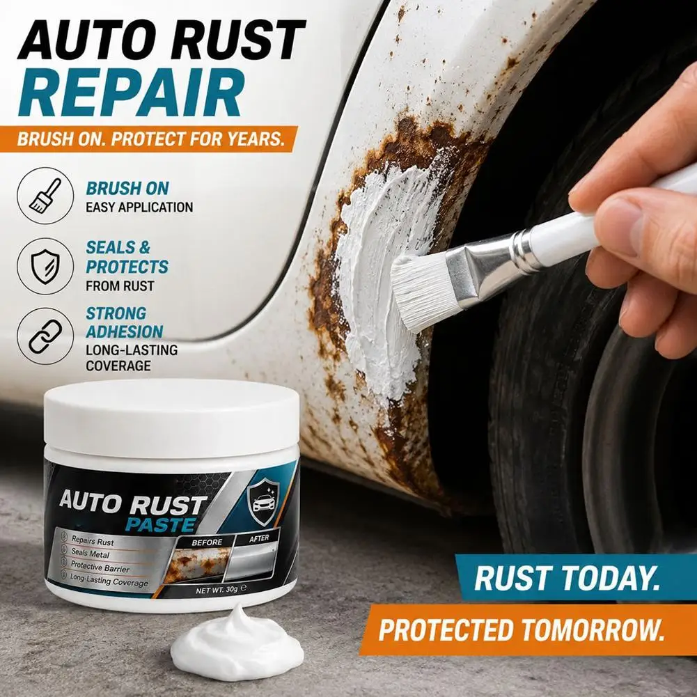 Car Metal Rust Remover Fast Acting Polishing Paste Protecting Metal Surfaces Restores Shine Maintenance 30g