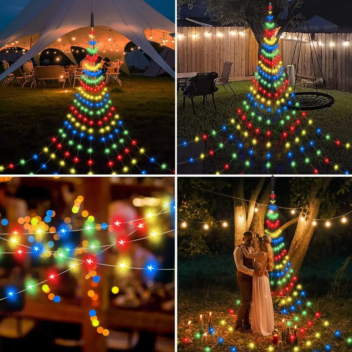1 قطعة 180/270LED في الهواء الطلق عيد الميلاد سلسلة أضواء USB بالطاقة 8 طرق أضواء الشلال لساحة حفلة المنزل عطلة عيد الميلاد الديكور