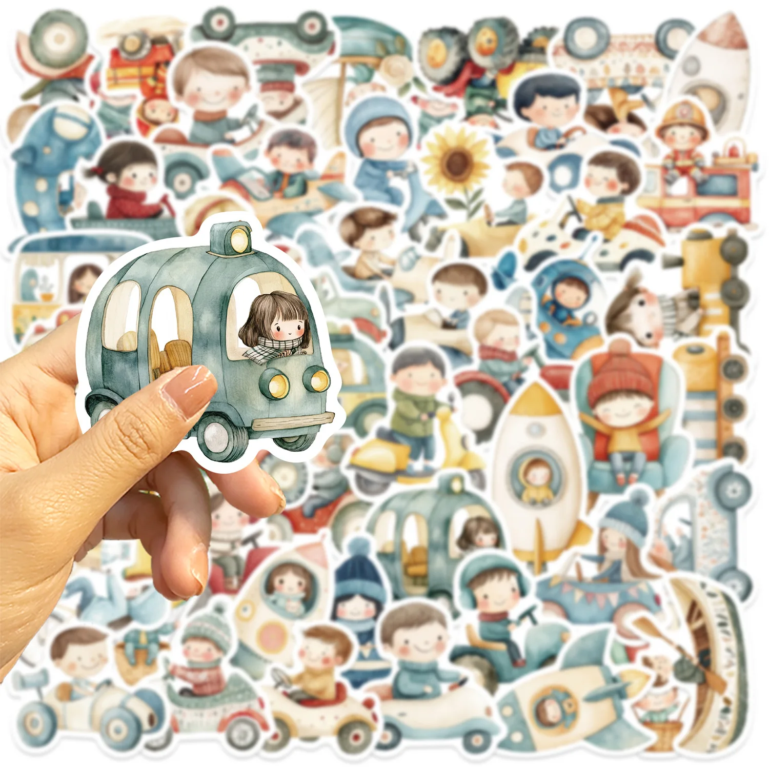 50/100PCS 만화 교통 스티커 DIY 장식 기타 노트북 수하물 DIY 방수 어린이 보상 편지지 스티커