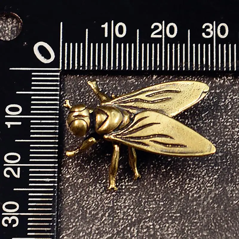 C 1PC Mini Brass Fly Insect Ornament Miniature Statue Vintage Craft Metal Insects Animal Figurine Home Office Desktop Decor