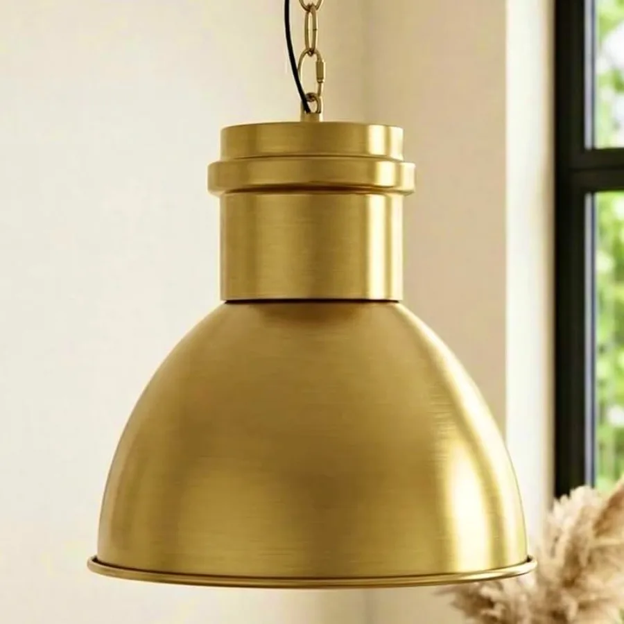 

Gold Pendant Light for Kitchen Island 10.6" Large Metal Dome Shade 70.9" Adjustable Height Hanging Light Fixture Modern Farmhou