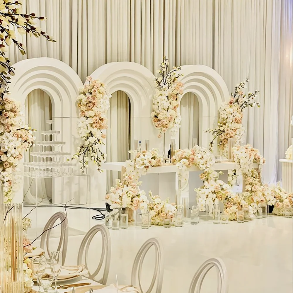 Venta Popular precio de fábrica 3 uds desmontable acrílico arco puerta telón de fondo soporte acrílico boda telón de fondo