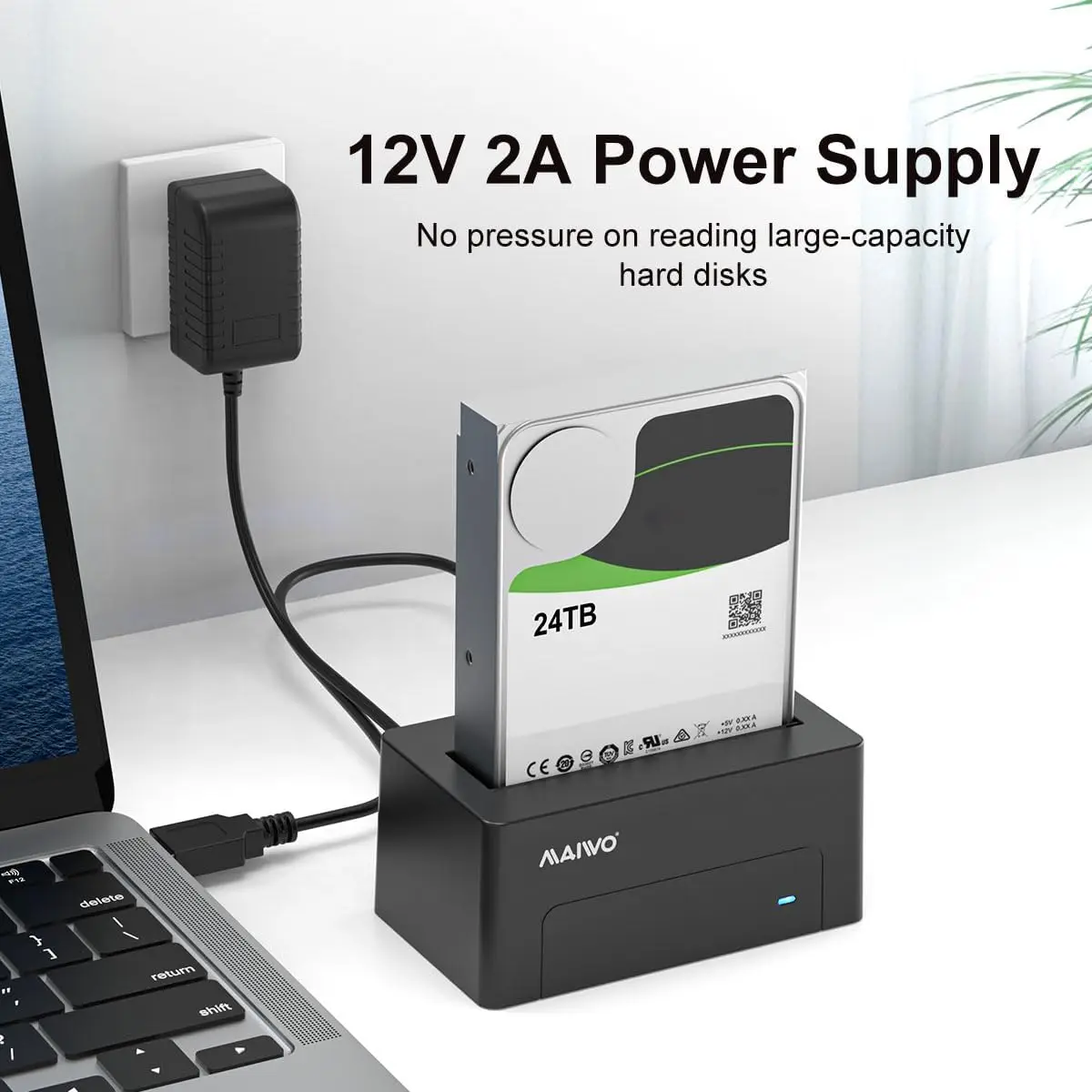 MAIWO SAS Ke USB3.0 Adaptor SAS SATA Hard Drive Enclosure Reader untuk 2.5 3.5 ''HDD SSD Kapasitas 24TB dengan Alat Listrik 12V/2A Gratis