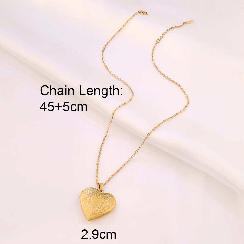 الفولاذ المقاوم للصدأ قابل للفتح القلب إطار الصورة المنجد المعلقات القلائد للنساء الرجال الأسرة صورة شخصية هدايا المناسبات #6