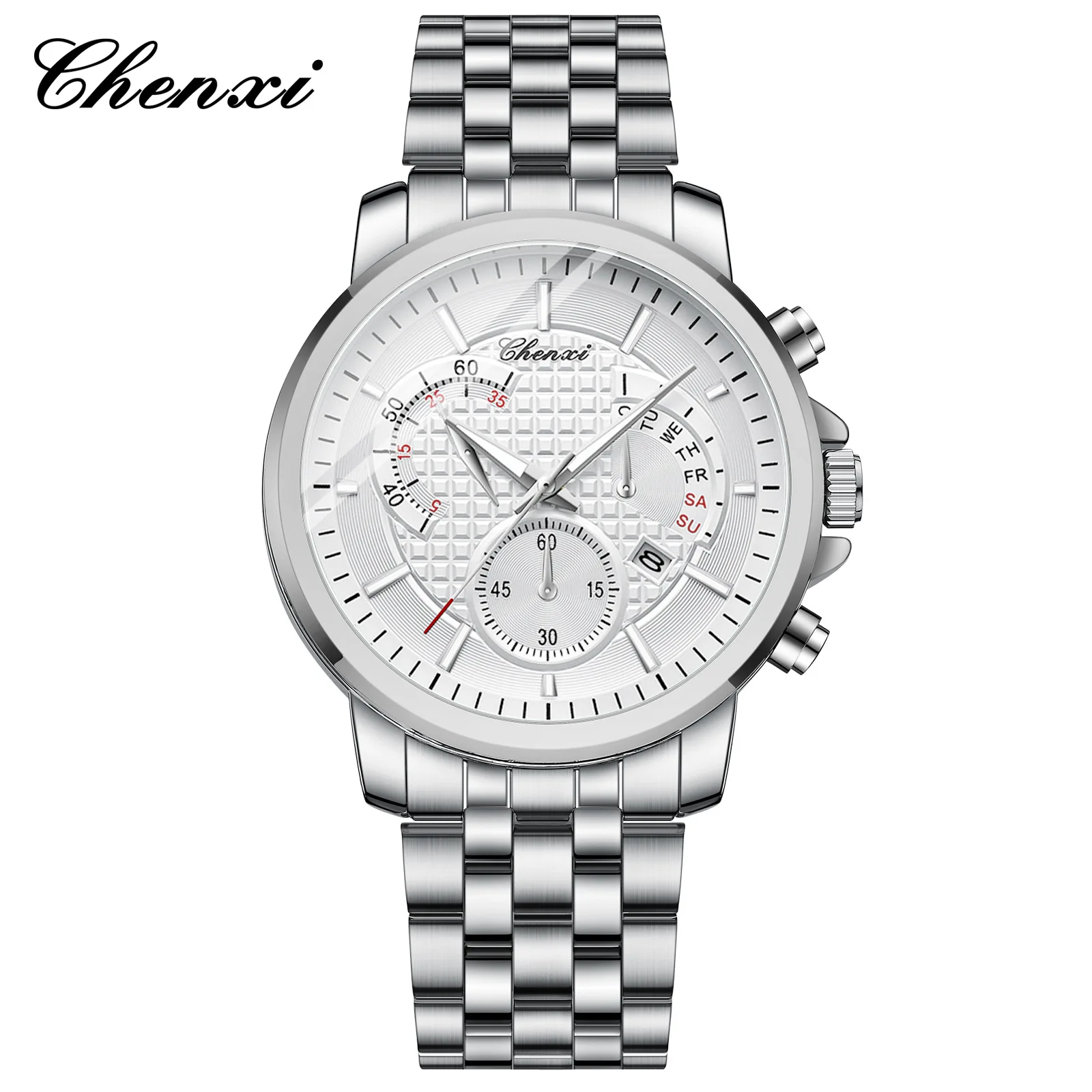 CHENXI-ساعة كوارتز للرجال ، موضة ، إضاءة ليلية ، ساعة ، مقاومة للماء ، تقويم ، فولاذ ، نمط حزام ، ساعة يد رجالية ، 058