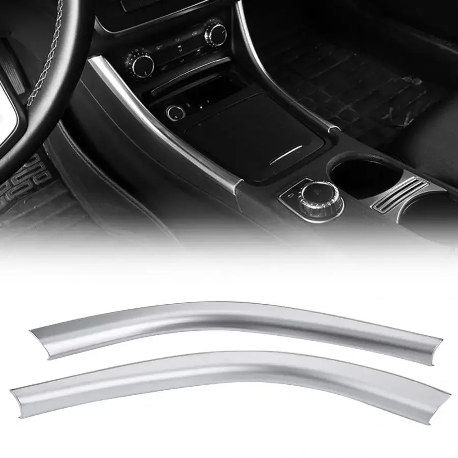 

OLAVGDN 2pcs Car Interior Center Control Panel Side Strips Sticker For Mercedes Benz A W176 CLA C117 GLA X156 2014 2015 2016 201