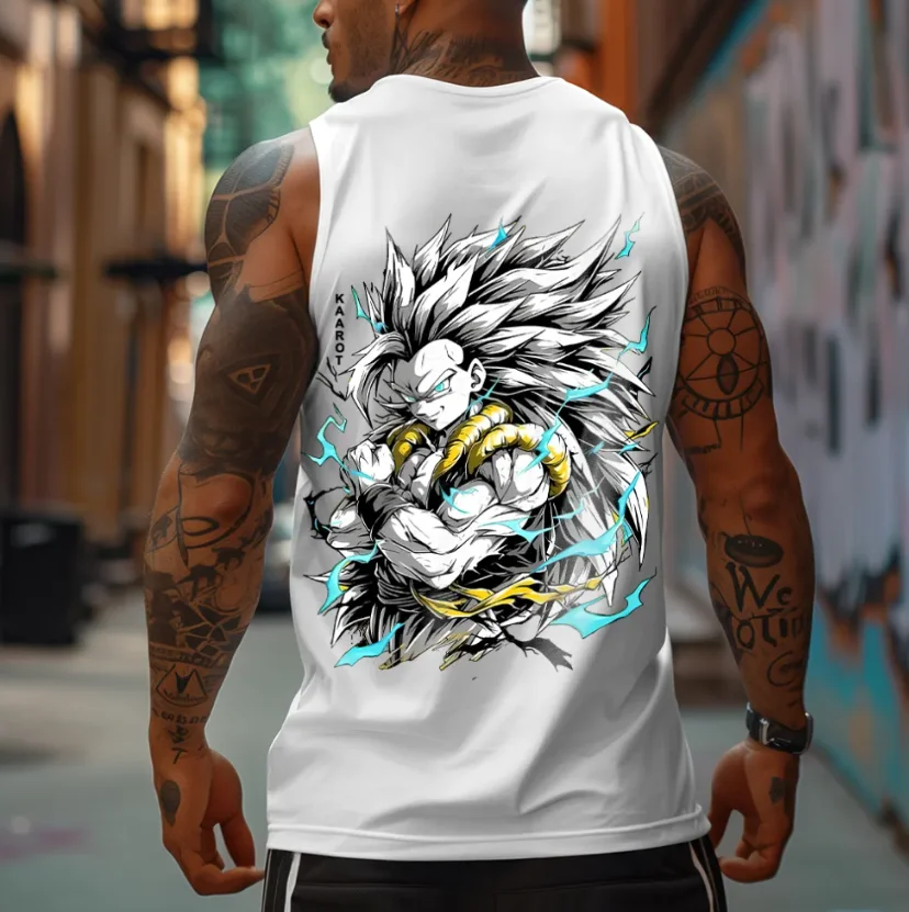 El chaleco sin mangas para hombre con estampado de personajes de Dragon Ball más vendido, ropa de calle de anime retro, ropa diaria