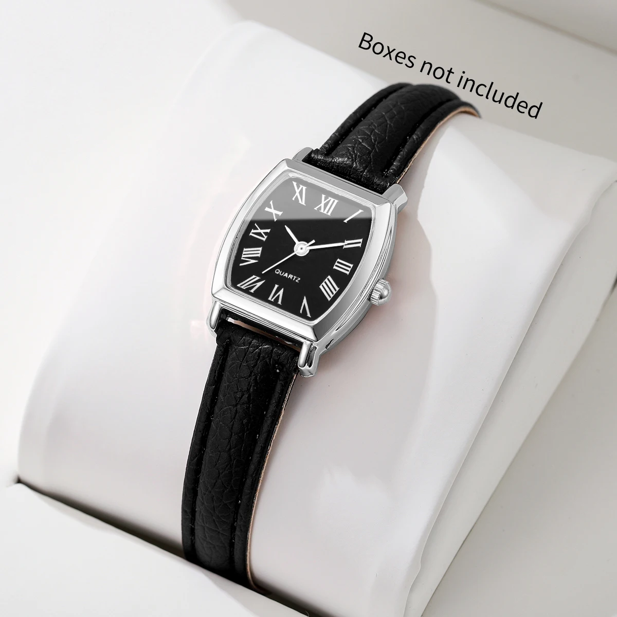 Fashion Small Tonneau Dial Women Quartz Watch Leather Strap Casual Ladies Wristwatches Clock Gift Relogio Feminino（Without Box）