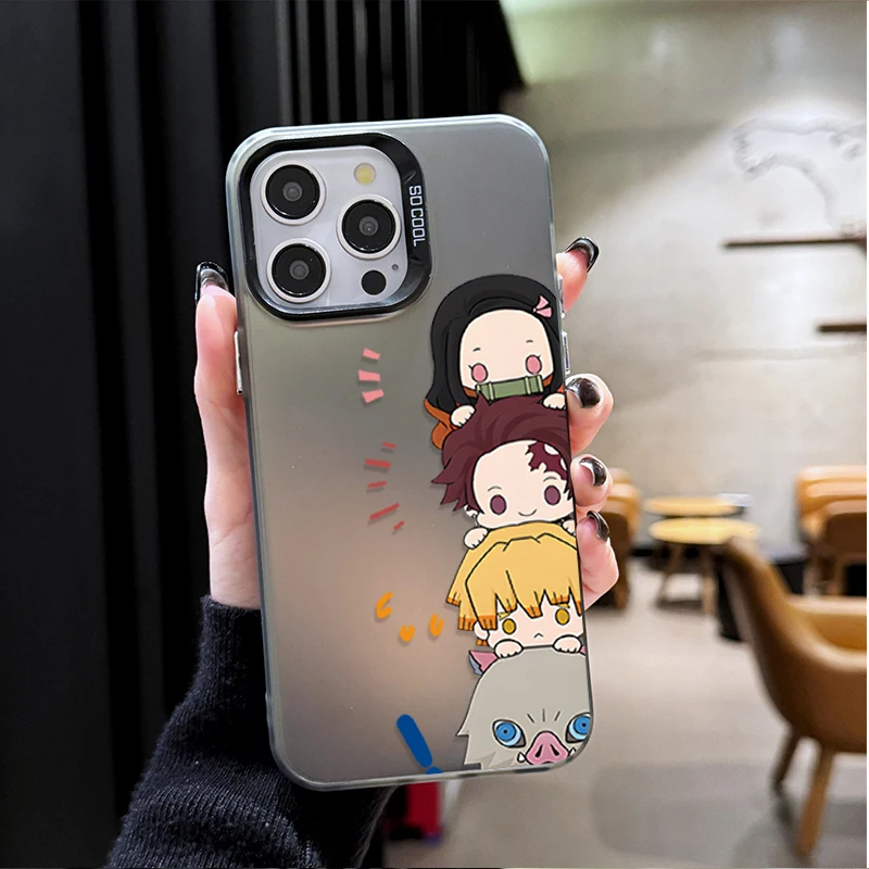 Anime Ghost Slayer Plating Hard Shockproof Phone Case for Samsung Galaxy S25 Edge S24 S23 S22 S21 S20 Ultra Plus FE A56 A36 A26