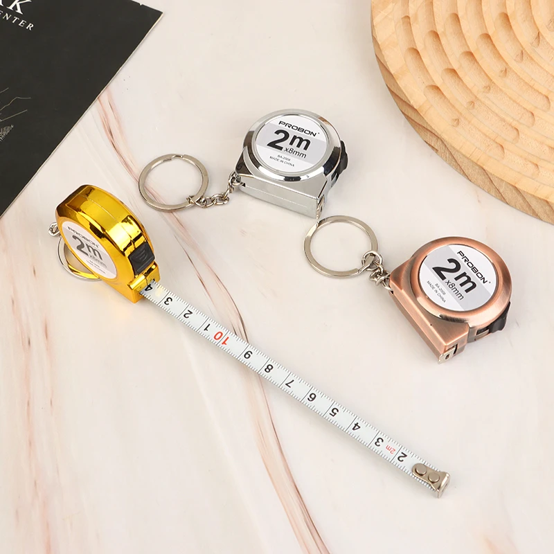 Portable mini tape measure Small household measuring tape retractable 2m Mild steel key chain tape measure Mini measuring tools