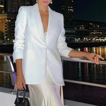 2024 abbigliamento femminile europeo e americano autunno e inverno nuova moda blazer casual bianco a maniche lunghe