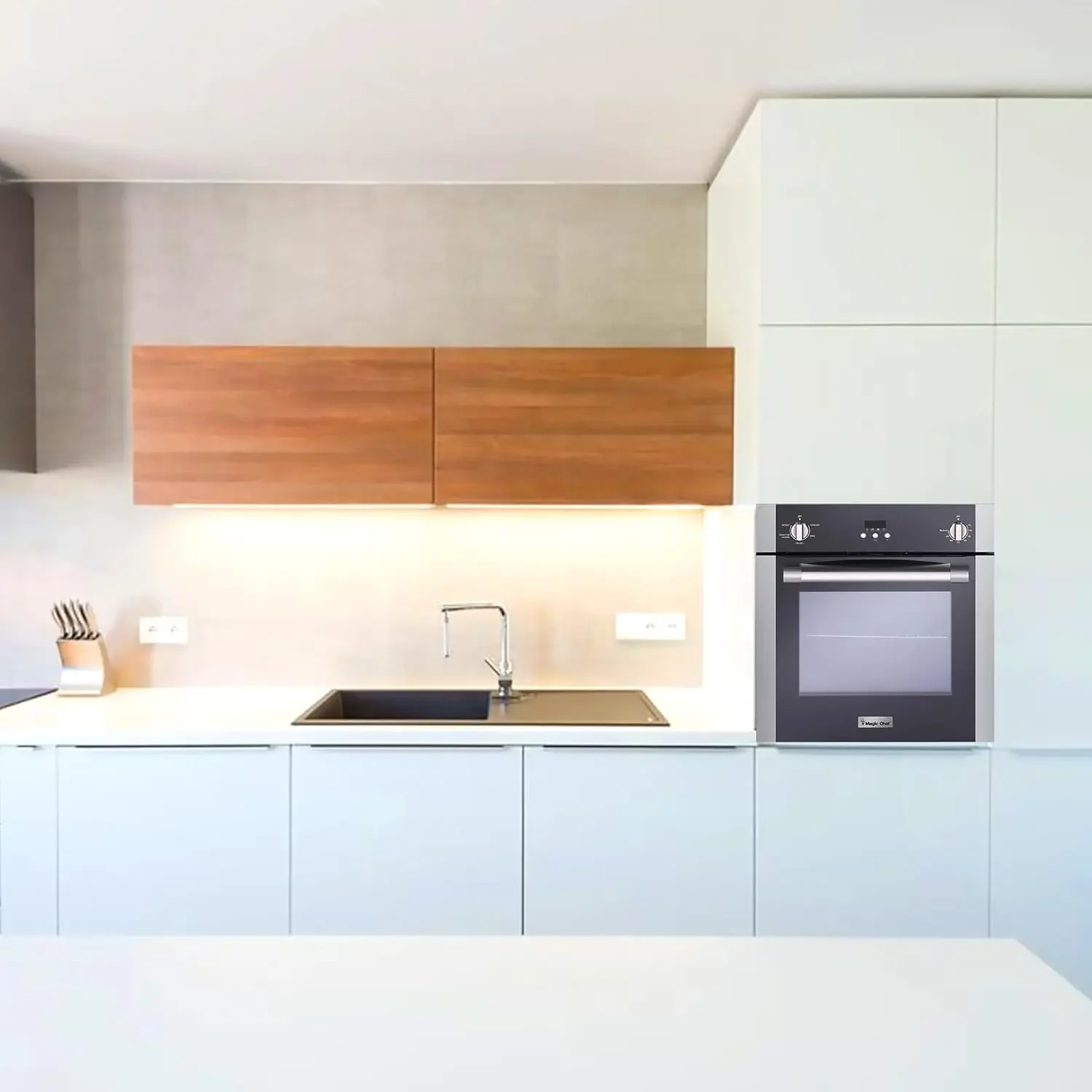 Chef Single Electric Wall Oven w/ Convection Feature, Wall-Mounted Convection Oven for Cooking & Baking, 24", 2.2 Cubic Feet, St