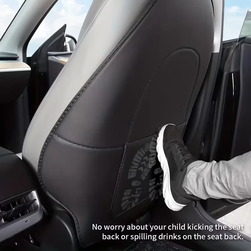 Autositz-Rückenlehnen-Anti-Kick-Pad für Tesla Model YL 6-Sitzer, Leder-Vollschutz für die erste Sitzreihe, Anti-Kratz-Schutzpolster – Detail 5
