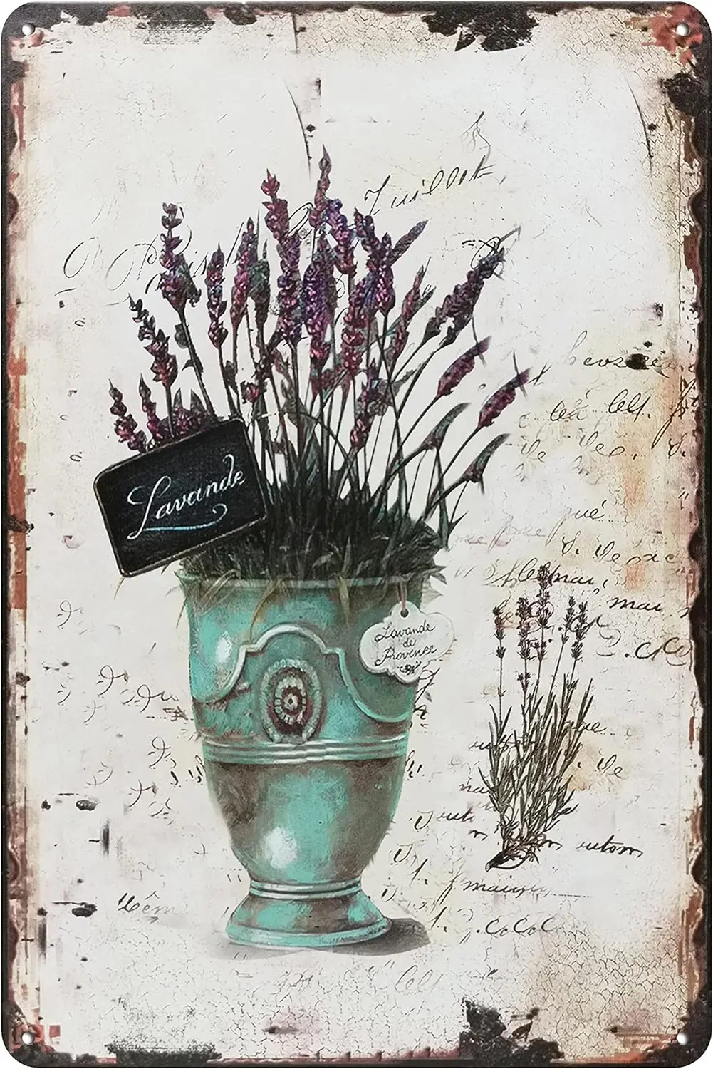 Vintage Garden Metal Sign Flower Lavender Tin Sign Retro Wall Decor 8X12 Inches