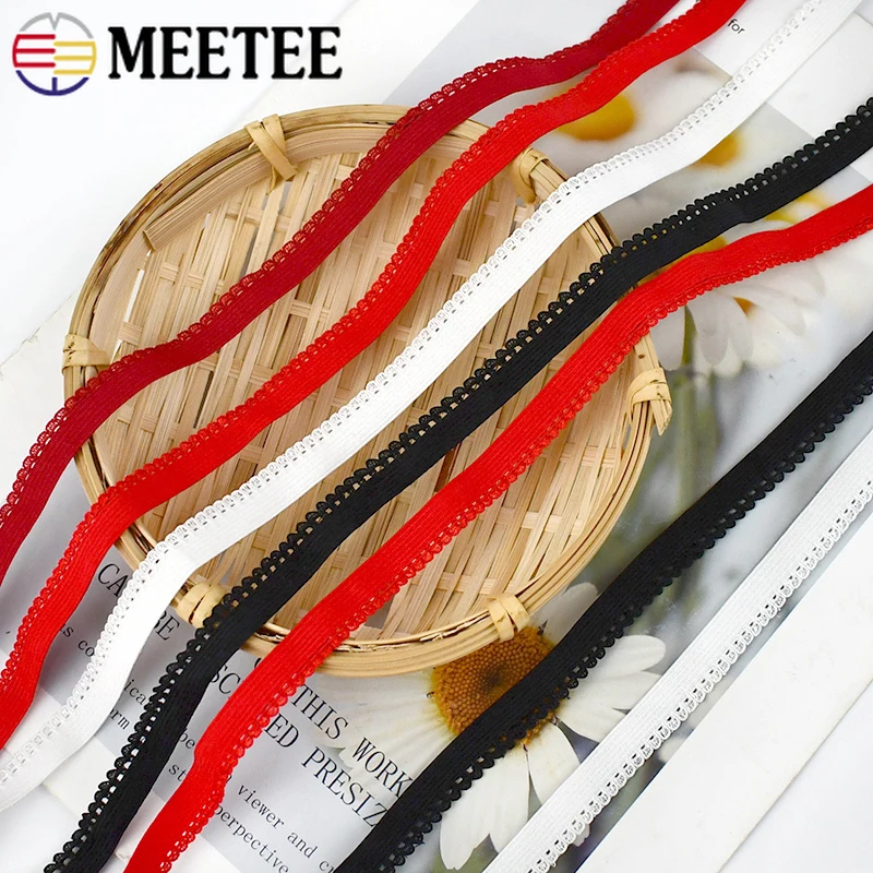 

10/30/50M Meetee 10mm Elastic Band Stretch Ribbon Lace for Underwear Bra Strap Decorative Rubber Tape Sewing Clothes Accessories
