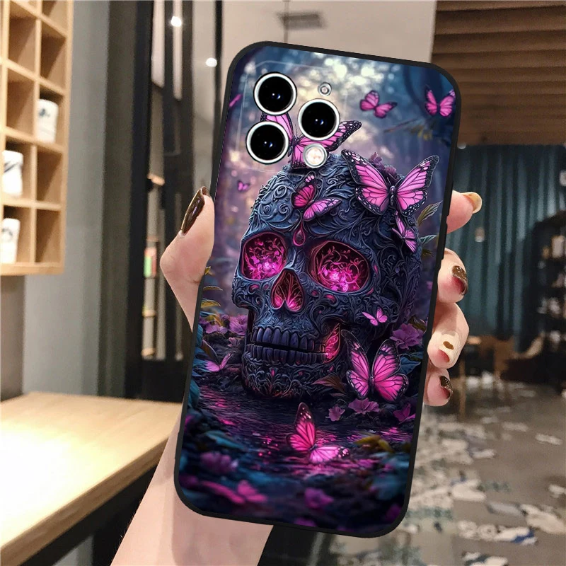

Phone Case Carcasa Funda For iPhone 17 Pro Max Air 16 15 14 13 Pro Max 15 16 Pro 15Plus Skull Case
