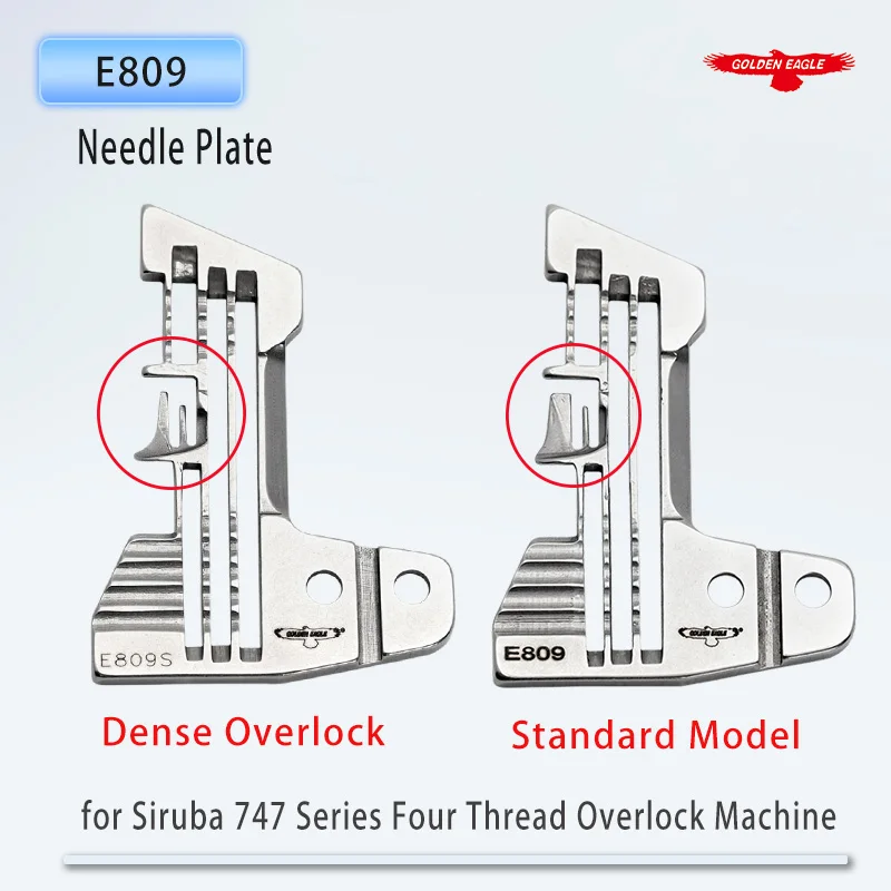 Placa de aguja Golden Eagle E809, placa de aguja Overlock densa para piezas de máquina de coser Overlock de cuatro hilos serie Siruba 747