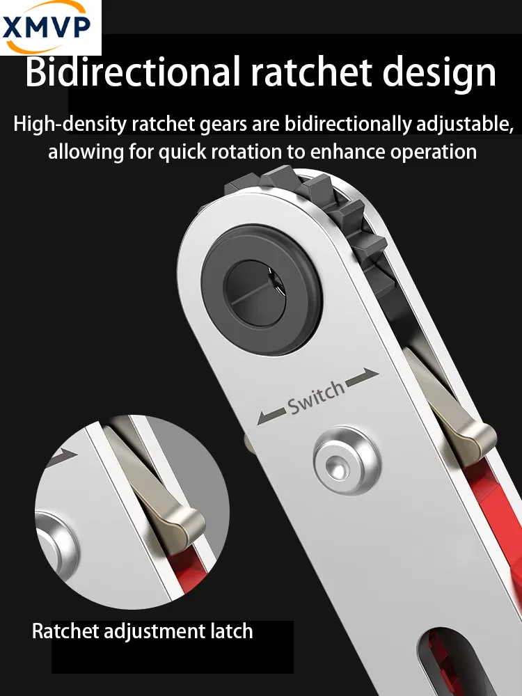 多機能直角回転ヘッド超短ラチェットドライバーセット（十字ビットと平ビット付き）