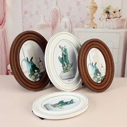 American Creative Oval Solid Wood Photo Frame Desktop Decoration