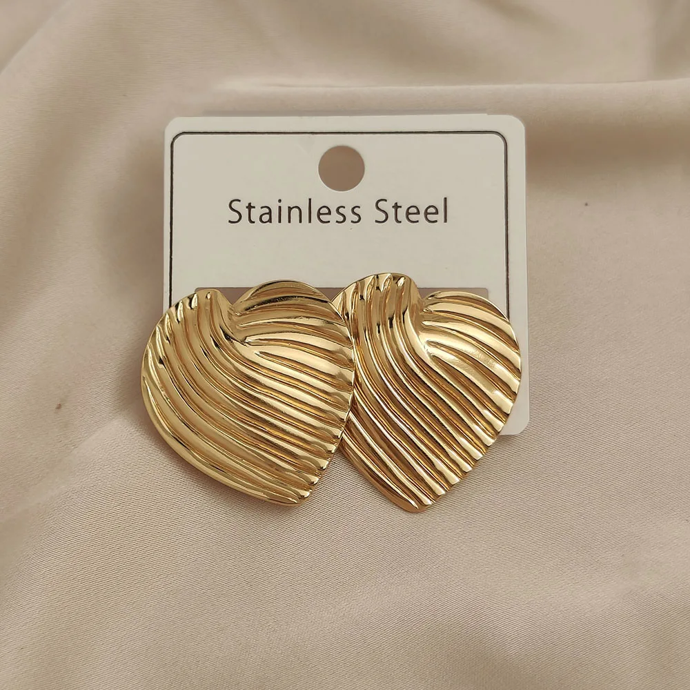 أقراط نسائية عصرية من الفولاذ المقاوم للصدأ مطبوعة على شكل حب، أقراط معدنية ثقيلة مقاومة للماء وغير قابلة للتلاشي، هدايا حفلات الزفاف #4