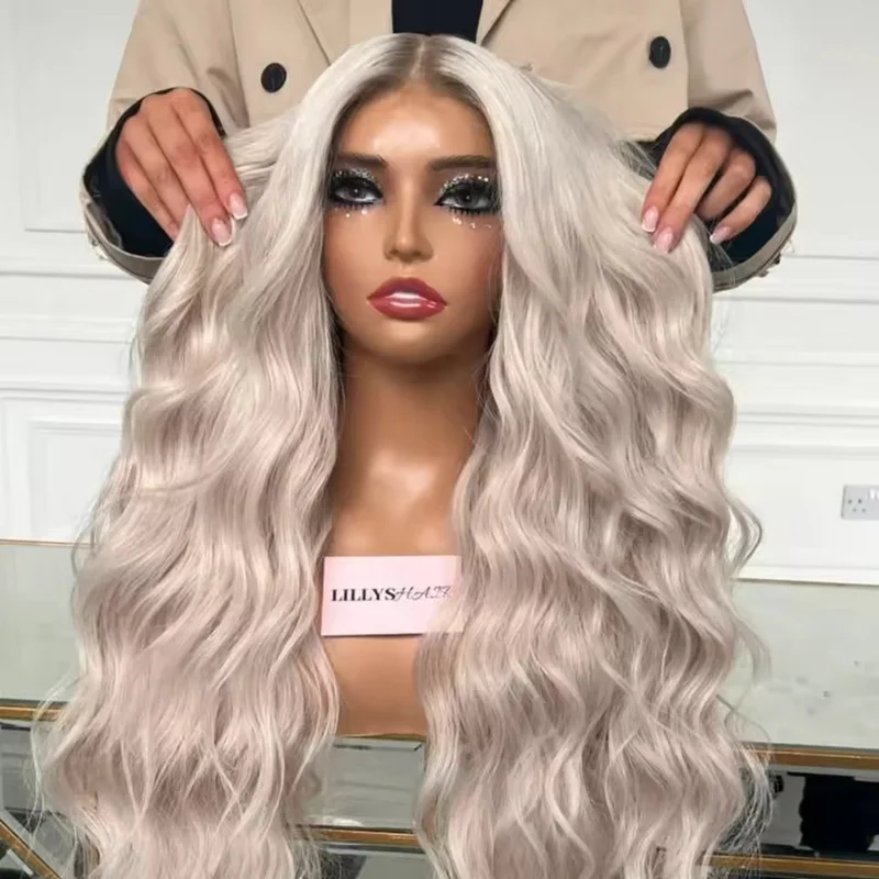 Ombre Silver Ash Blonde Wavy13x4 Lace Front Ash Roots