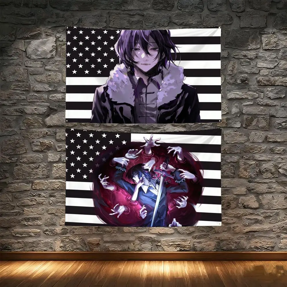 Anime Character Fyodor Dostoyevsky American Flags Tapestry Creative Pattern Photo Living Room Wall Art Party Outdoor Decor