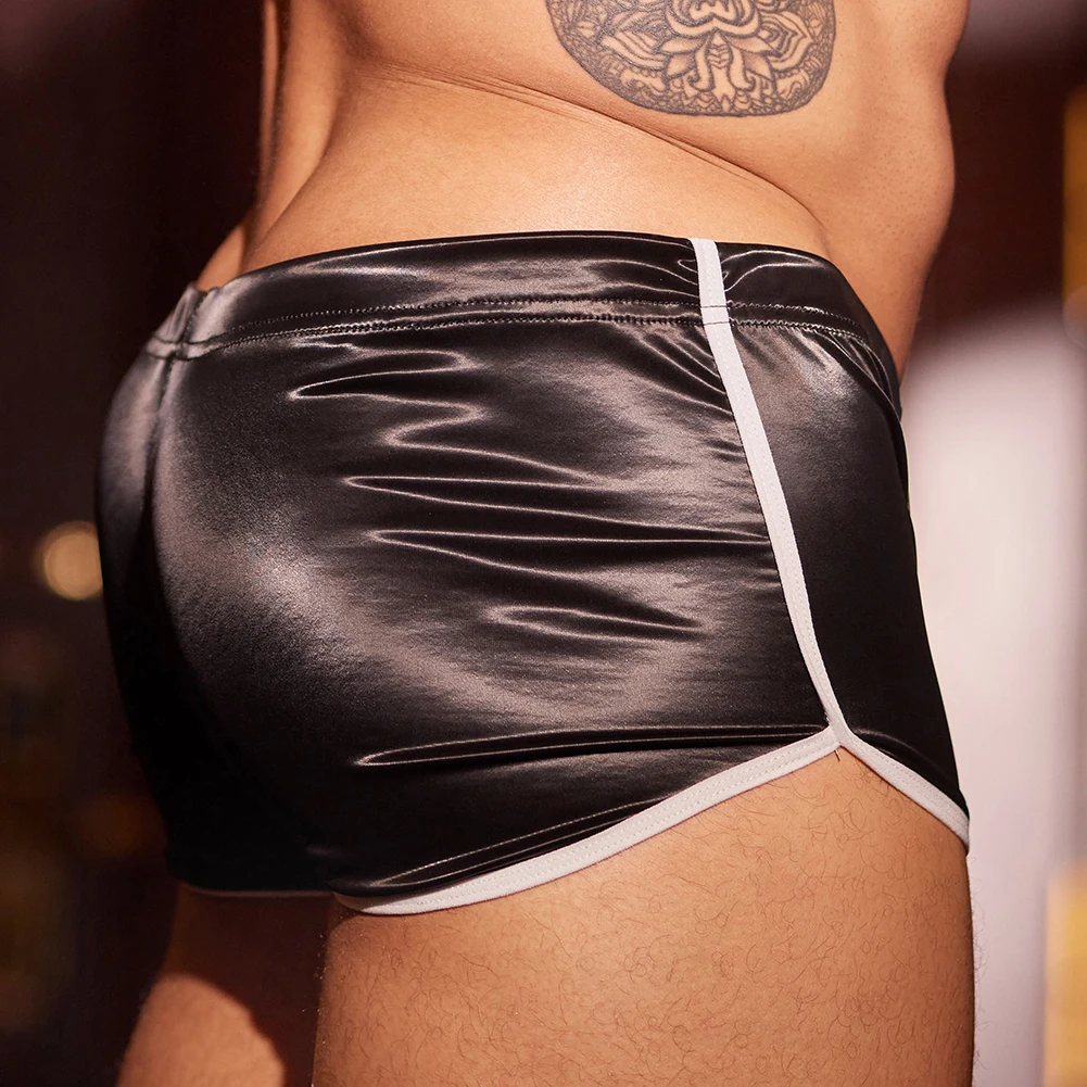 

Sexy Mens Boxer Panties Oil Shiny High Elastic Pouch Underwear Lingerie Comfortable Sissy Boxers Shorts Clubwear